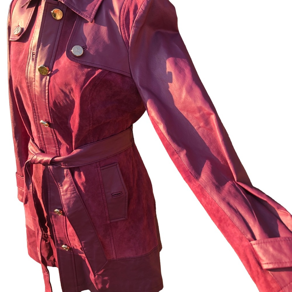Iman Genuine Leather Mauve Coat size Small - Picture 13 of 17